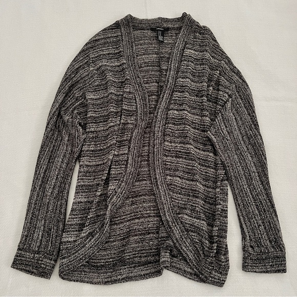 FOREVER 21 Drop Shoulder Cardigan Sweater Blazer Medium Brown Black Multicolor - Picture 6 of 6